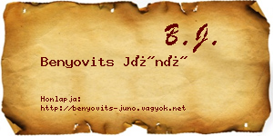 Benyovits Júnó névjegykártya